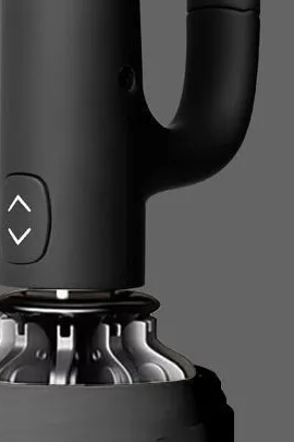 Close-up of the handle with the open and close button